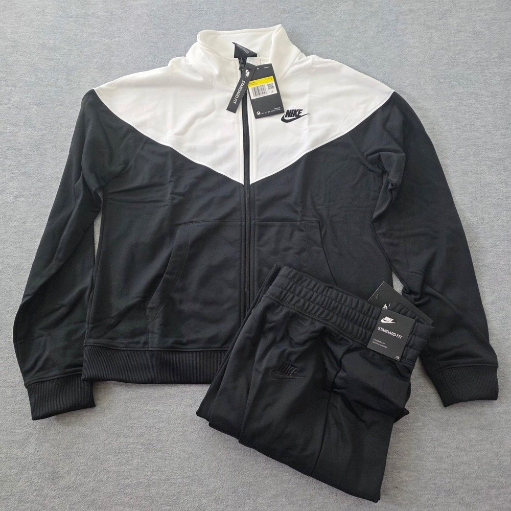 Nike Womens Sportswear Tracksuit Black White Chevron Full Zip BV4958-010 Size S